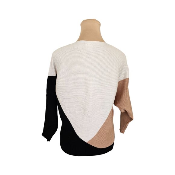 Northern Angel White Brown Black Bat Wing Sweater Sz M - Picture 3 of 6